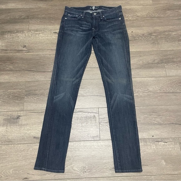 7 For All Mankind Womens Roxanne Rhinestone Bling Pockets Jean Medium Wash Sz 27 - Picture 2 of 10